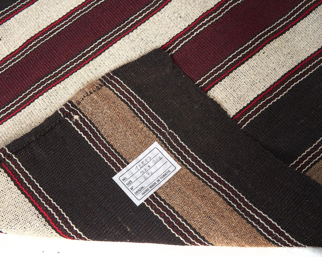 Brown Turkish Kilim Rug 5'6" x 7'4" Flat-Weave | No. VR74372