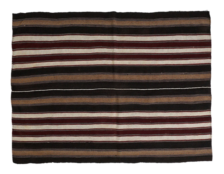 Brown Turkish Kilim Rug 5'6" x 7'4" Flat-Weave | No. VR74372