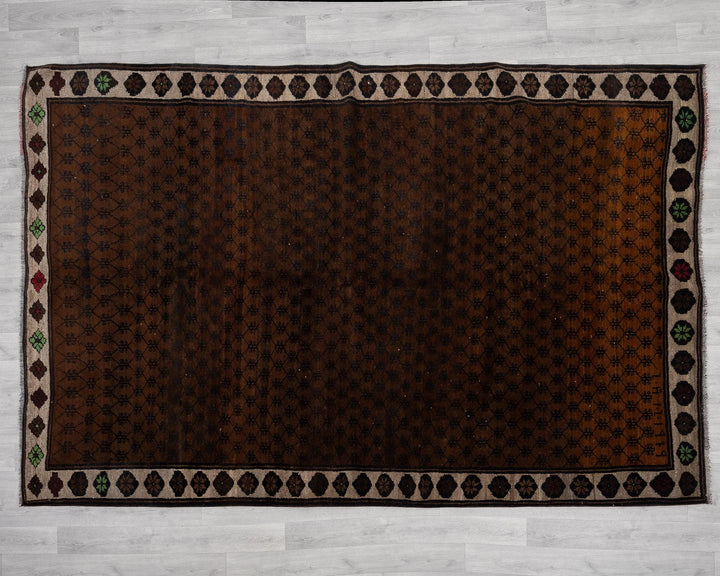 Brown Turkish Oushak Rug 6' 6" x 9' 3" Hand-Knotted | No. VR74387