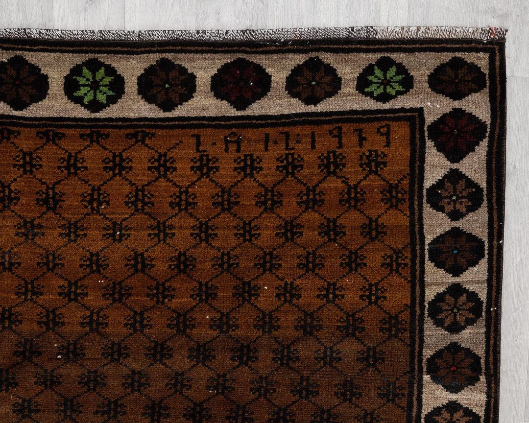 Brown Turkish Oushak Rug 6' 6" x 9' 3" Hand-Knotted | No. VR74387