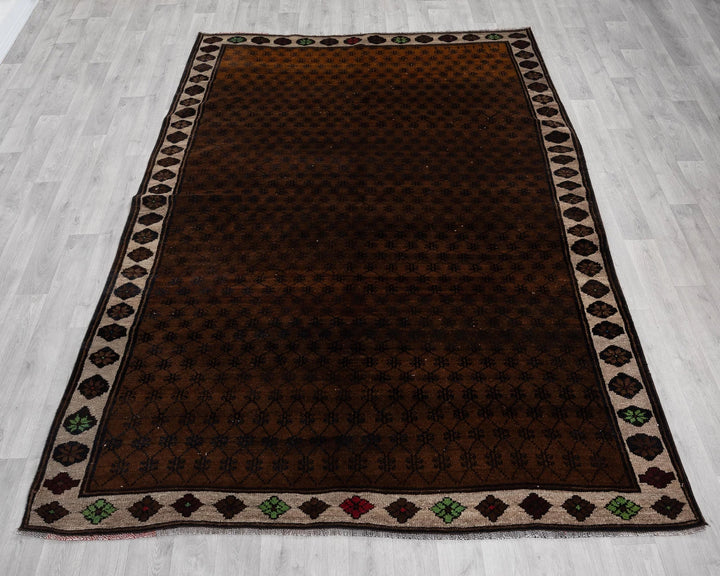 Brown Turkish Oushak Rug 6' 6" x 9' 3" Hand-Knotted | No. VR74387