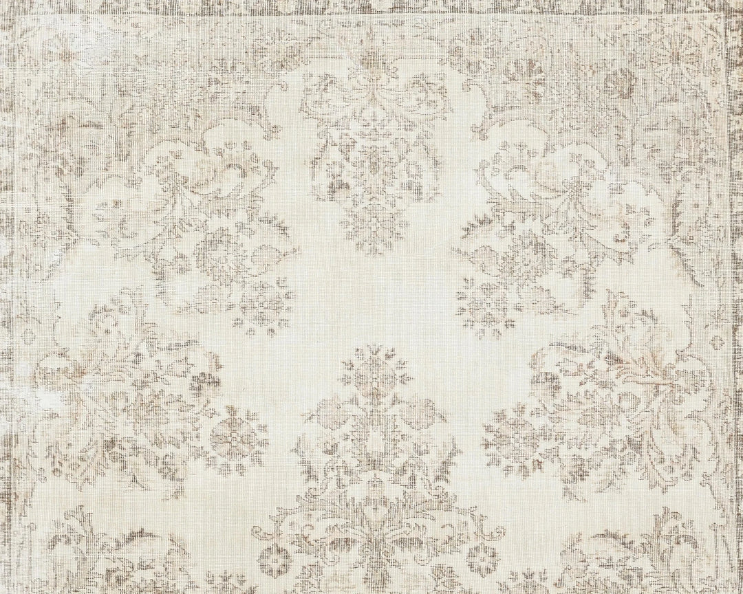 Beige Turkish Oushak Rug 6'11" x 11' Hand-Knotted | No. VR74690