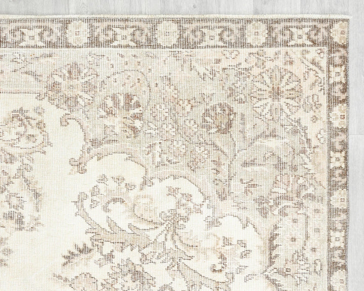 Beige Turkish Oushak Rug 6'11" x 11' Hand-Knotted | No. VR74690