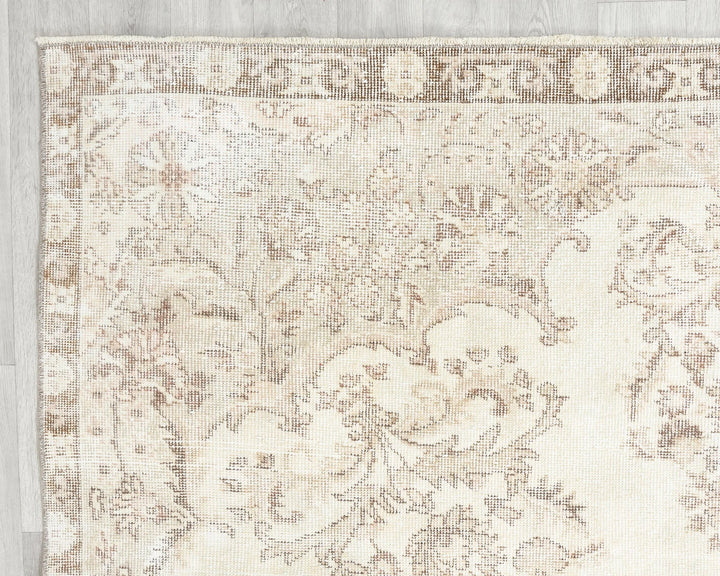 Beige Turkish Oushak Rug 6'11" x 11' Hand-Knotted | No. VR74690