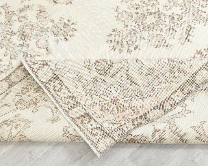 Beige Turkish Oushak Rug 6'11" x 11' Hand-Knotted | No. VR74690
