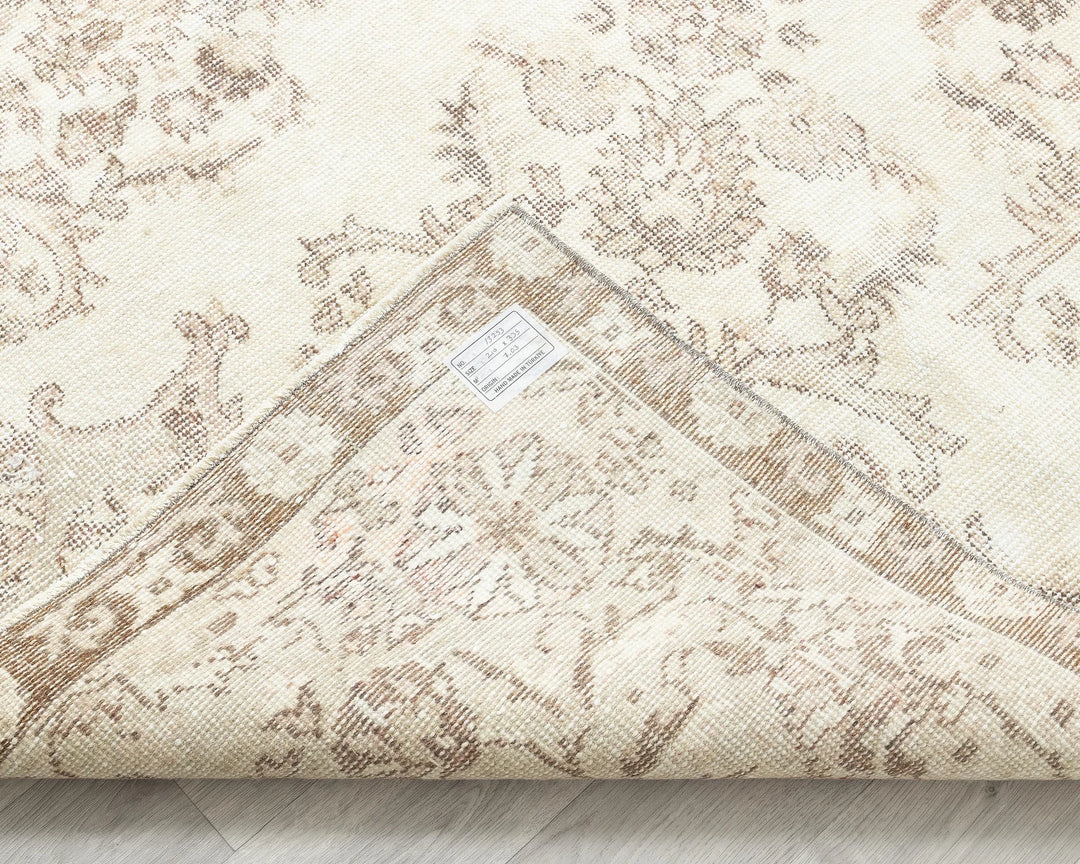 Beige Turkish Oushak Rug 6'11" x 11' Hand-Knotted | No. VR74690