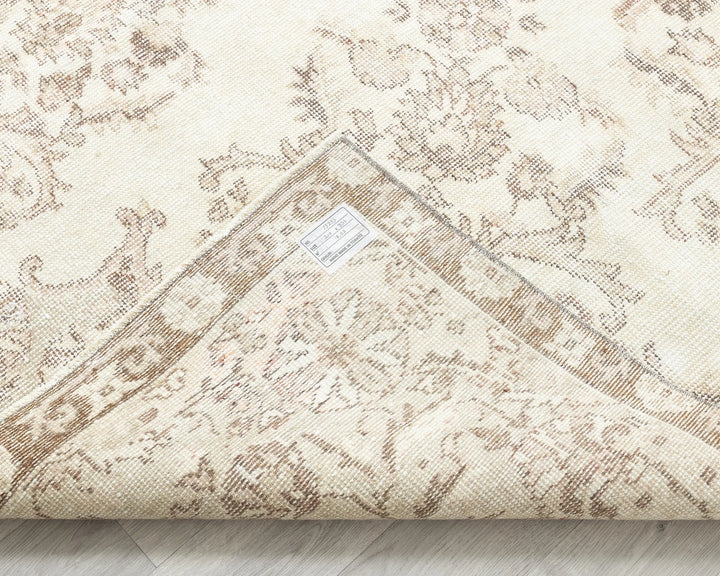 Beige Turkish Oushak Rug 6'11" x 11' Hand-Knotted | No. VR74690