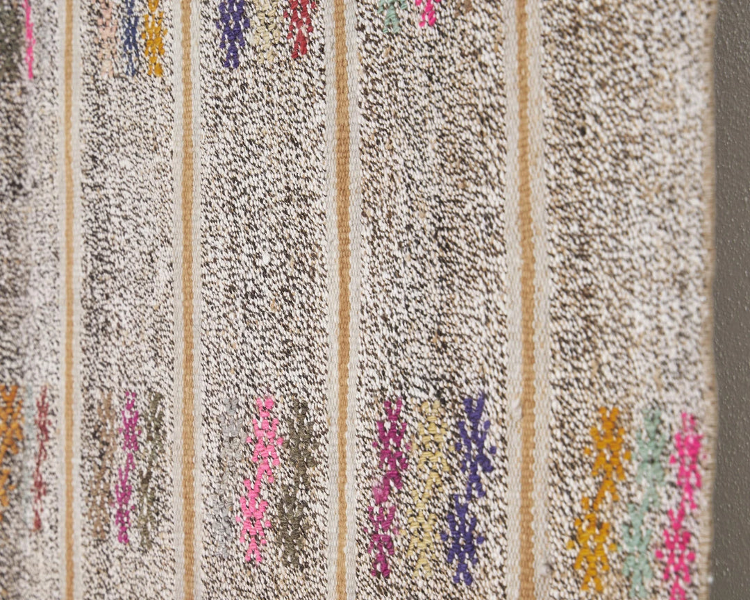 Gray Turkish Kilim Rug 3' 10" x 7' 2" Flat-Weave | No. VR74700