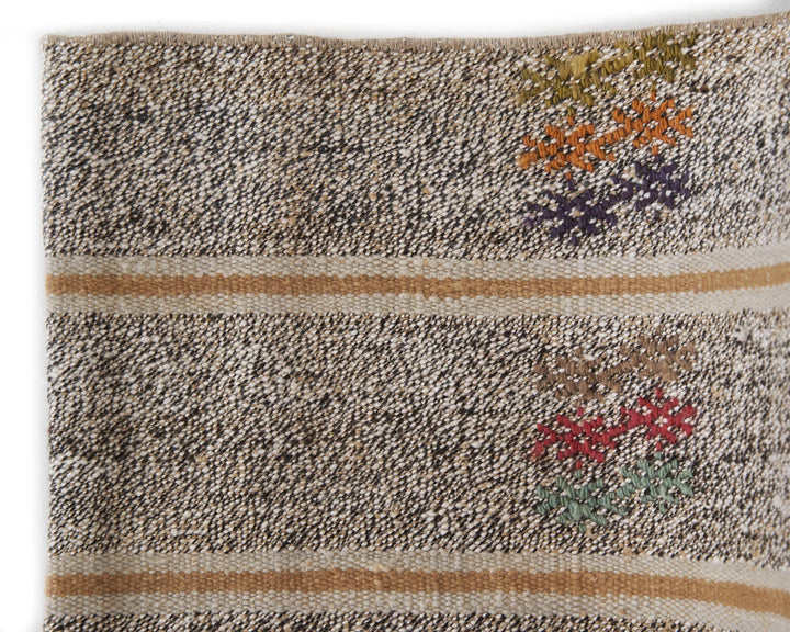 Gray Turkish Kilim Rug 3' 10" x 7' 2" Flat-Weave | No. VR74700
