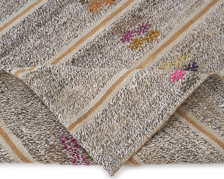 Gray Turkish Kilim Rug 3' 10" x 7' 2" Flat-Weave | No. VR74700