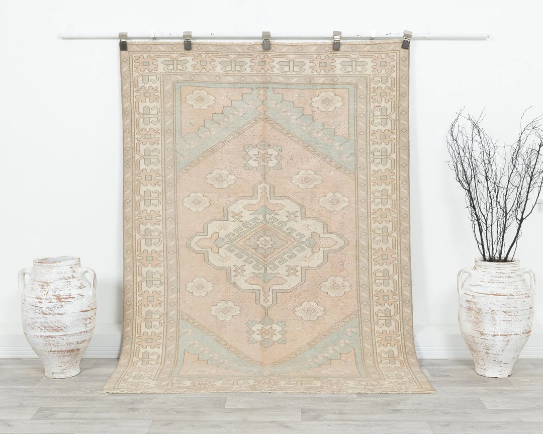 Blue Turkish Oushak Rug 4' 5" x 6' 4" Hand-Knotted | No. VR74795