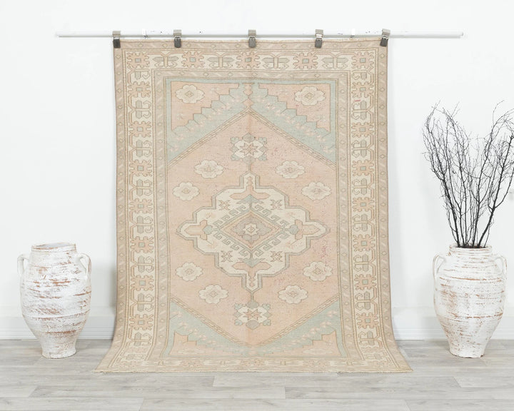 Blue Turkish Oushak Rug 4' 5" x 6' 4" Hand-Knotted | No. VR74795