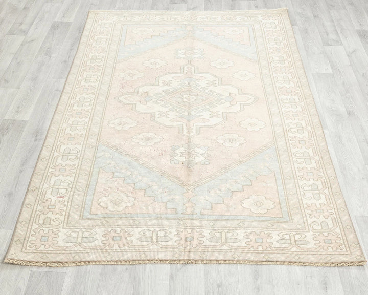Blue Turkish Oushak Rug 4' 5" x 6' 4" Hand-Knotted | No. VR74795