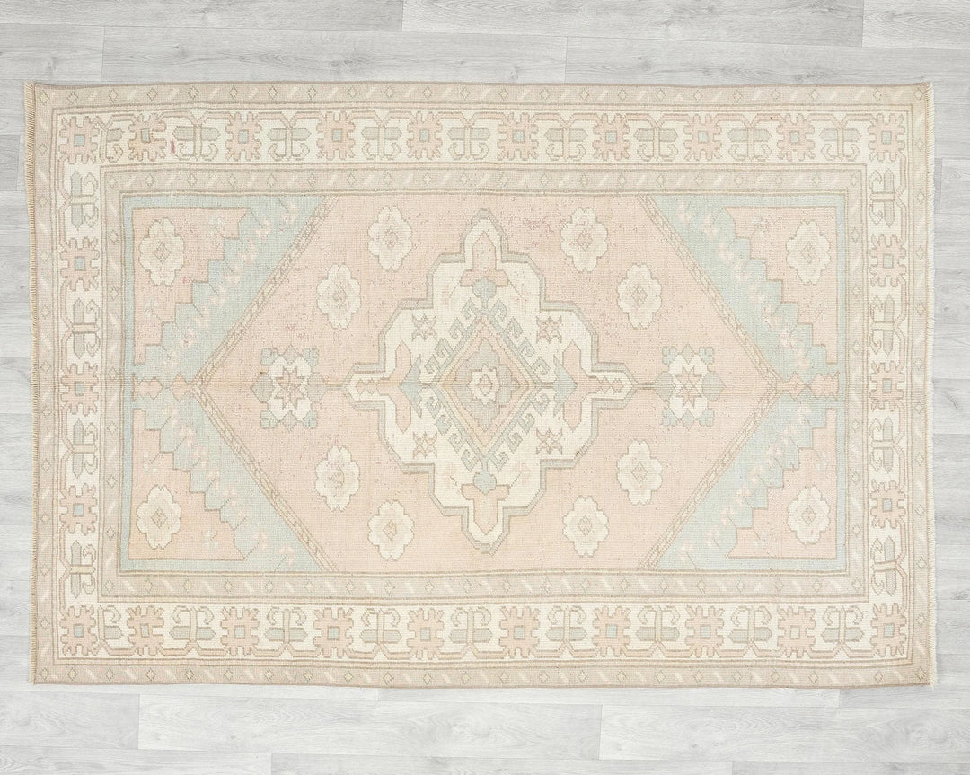 Blue Turkish Oushak Rug 4' 5" x 6' 4" Hand-Knotted | No. VR74795