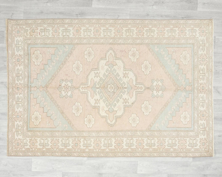 Blue Turkish Oushak Rug 4' 5" x 6' 4" Hand-Knotted | No. VR74795