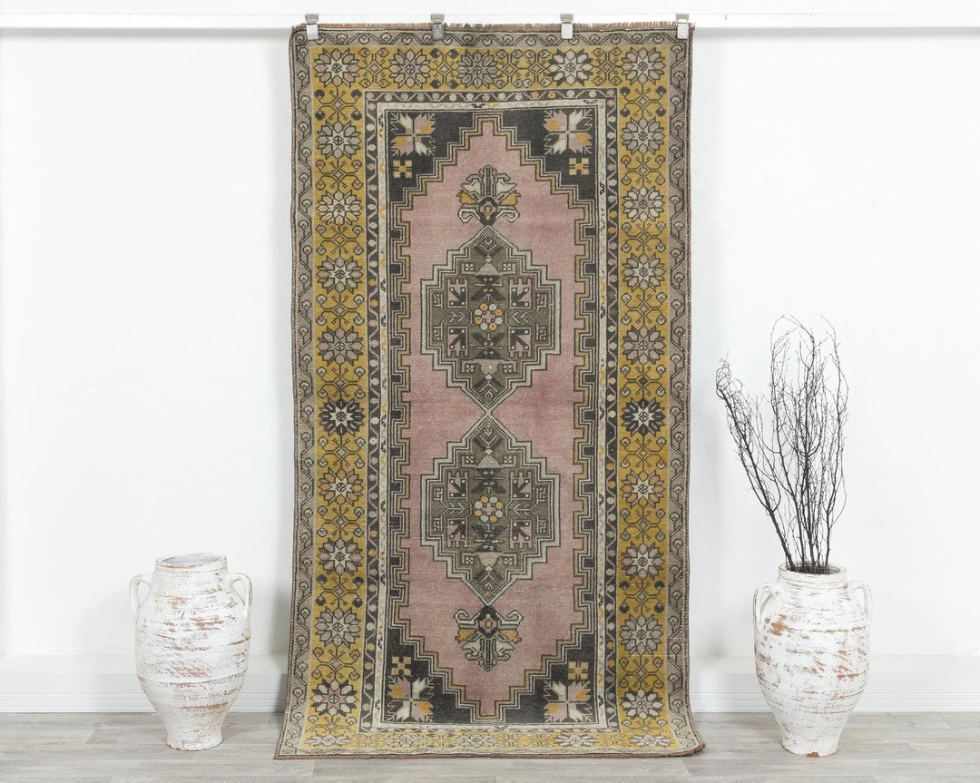 Multicolor Turkish Oushak Rug 3'11" x 7'9" Hand-Knotted | No. VR74836