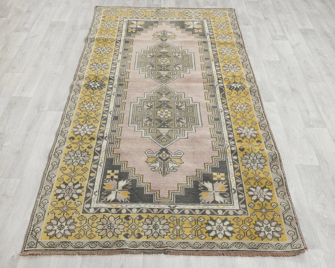 Multicolor Turkish Oushak Rug 3'11" x 7'9" Hand-Knotted | No. VR74836