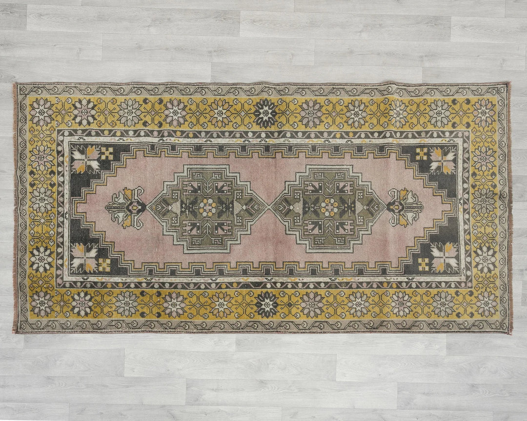 Multicolor Turkish Oushak Rug 3'11" x 7'9" Hand-Knotted | No. VR74836