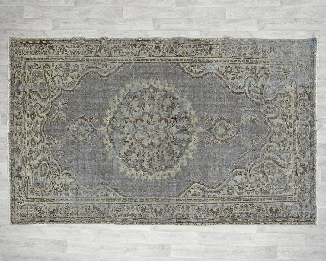 Blue Turkish Oushak Rug 6'1" x 9'7" Hand-Knotted | No. VR75195