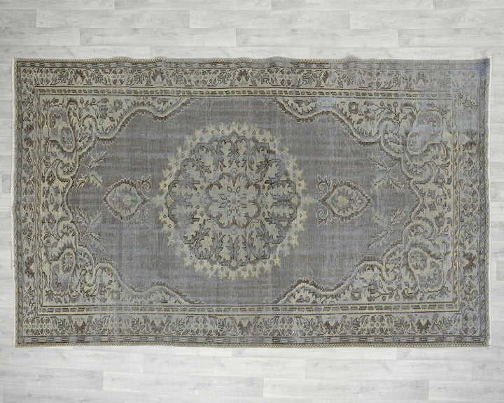 Blue Turkish Oushak Rug 6'1" x 9'7" Hand-Knotted | No. VR75195
