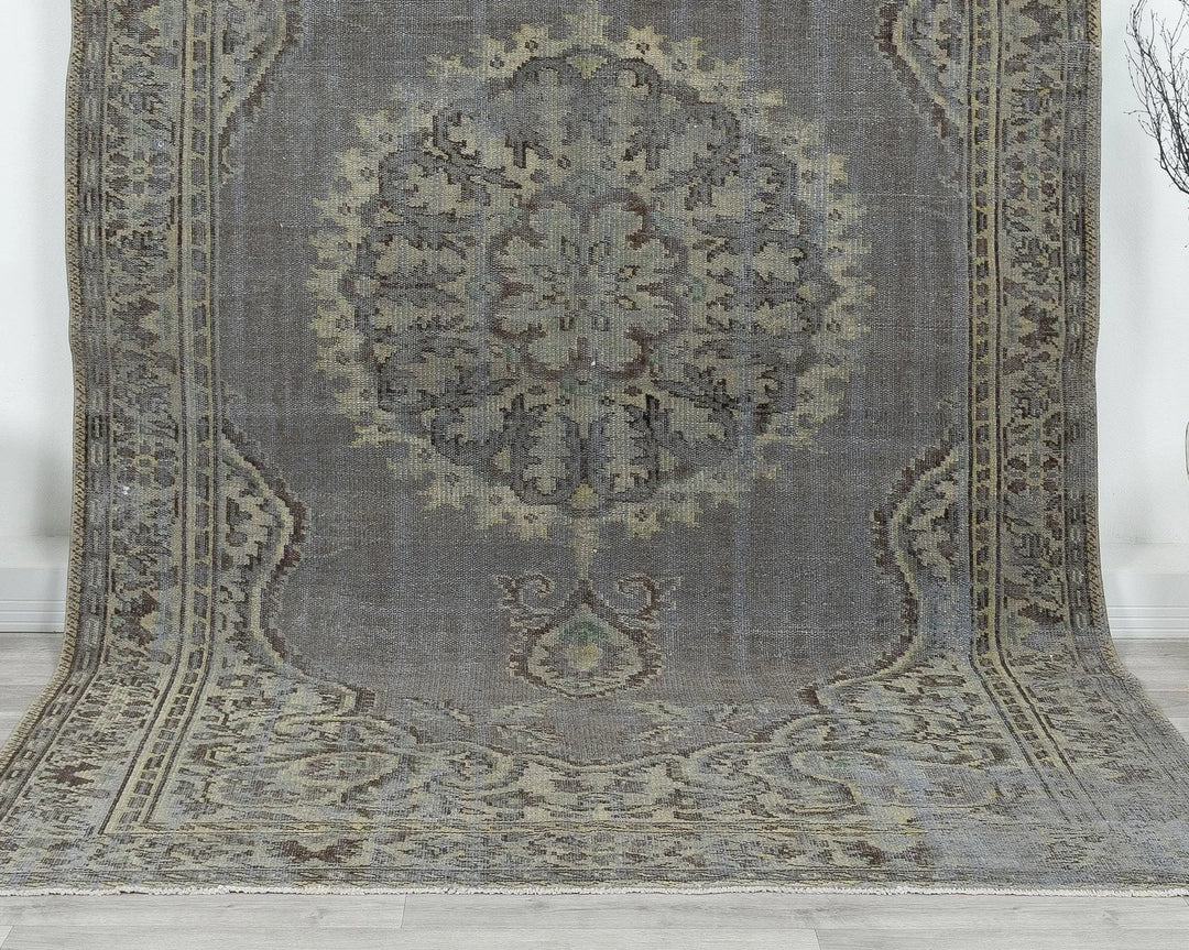 Blue Turkish Oushak Rug 6'1" x 9'7" Hand-Knotted | No. VR75195