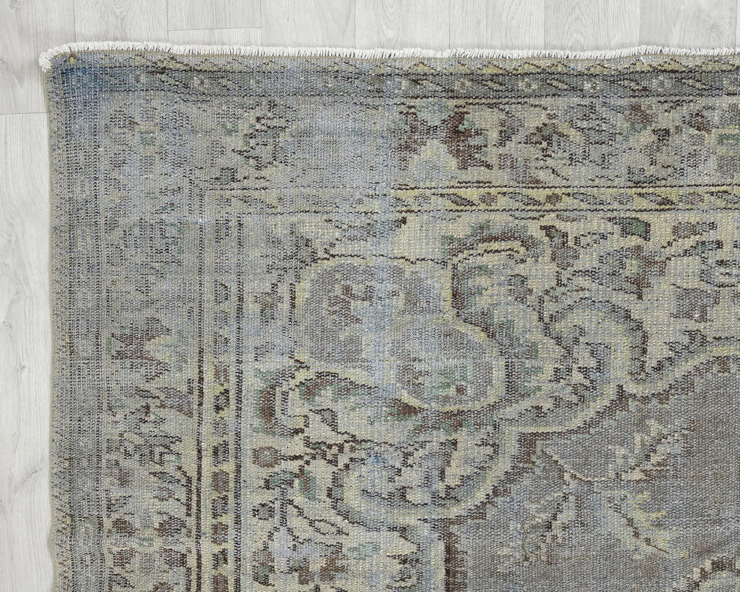 Blue Turkish Oushak Rug 6'1" x 9'7" Hand-Knotted | No. VR75195