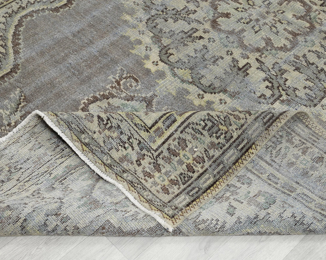Blue Turkish Oushak Rug 6'1" x 9'7" Hand-Knotted | No. VR75195