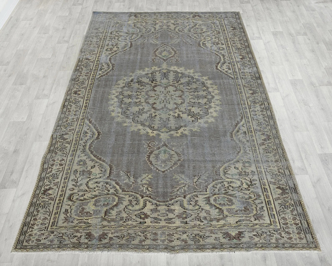 Blue Turkish Oushak Rug 6'1" x 9'7" Hand-Knotted | No. VR75195