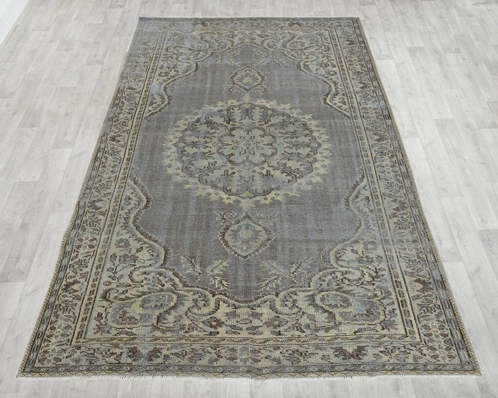 Blue Turkish Oushak Rug 6'1" x 9'7" Hand-Knotted | No. VR75195