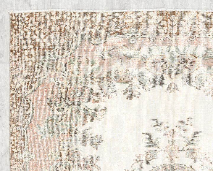 Beige Turkish Oushak Rug 5'8" x 9'6" Hand-Knotted | No. VR75220