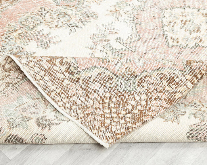 Beige Turkish Oushak Rug 5'8" x 9'6" Hand-Knotted | No. VR75220