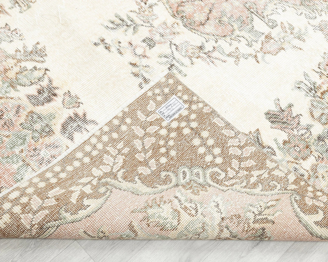 Beige Turkish Oushak Rug 5'8" x 9'6" Hand-Knotted | No. VR75220