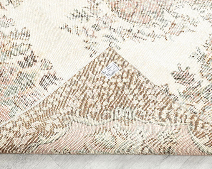 Beige Turkish Oushak Rug 5'8" x 9'6" Hand-Knotted | No. VR75220