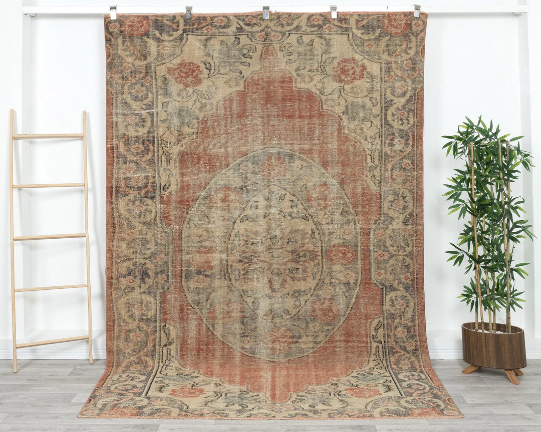 Multicolor Turkish Oushak Rug 6'1" x 9'1" Hand-Knotted | No. VR75314