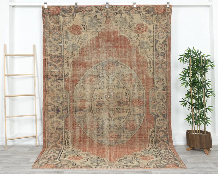 Multicolor Turkish Oushak Rug 6'1" x 9'1" Hand-Knotted | No. VR75314