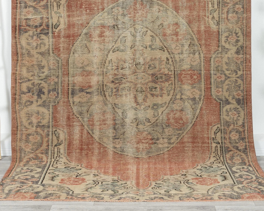 Multicolor Turkish Oushak Rug 6'1" x 9'1" Hand-Knotted | No. VR75314