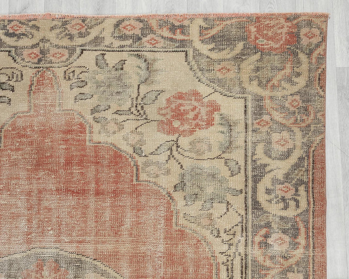 Multicolor Turkish Oushak Rug 6'1" x 9'1" Hand-Knotted | No. VR75314