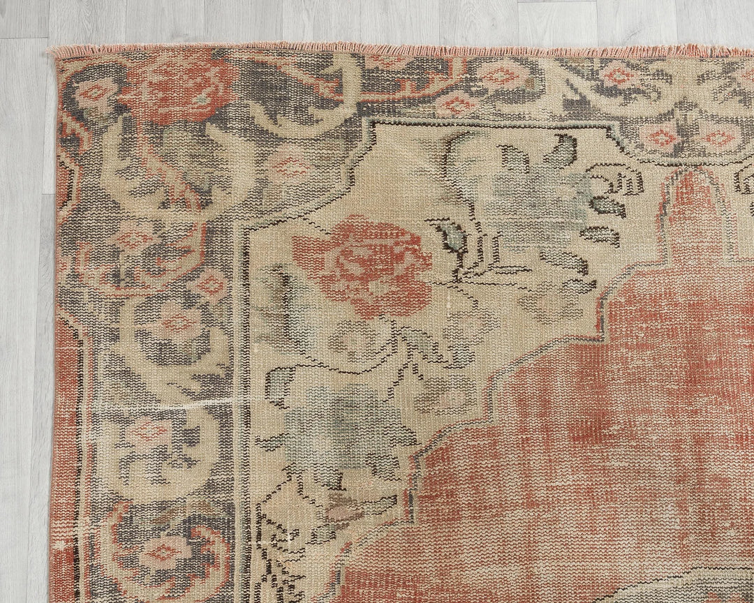 Multicolor Turkish Oushak Rug 6'1" x 9'1" Hand-Knotted | No. VR75314
