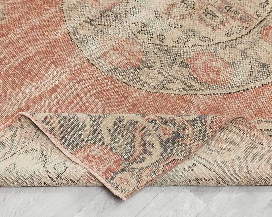 Multicolor Turkish Oushak Rug 6'1" x 9'1" Hand-Knotted | No. VR75314