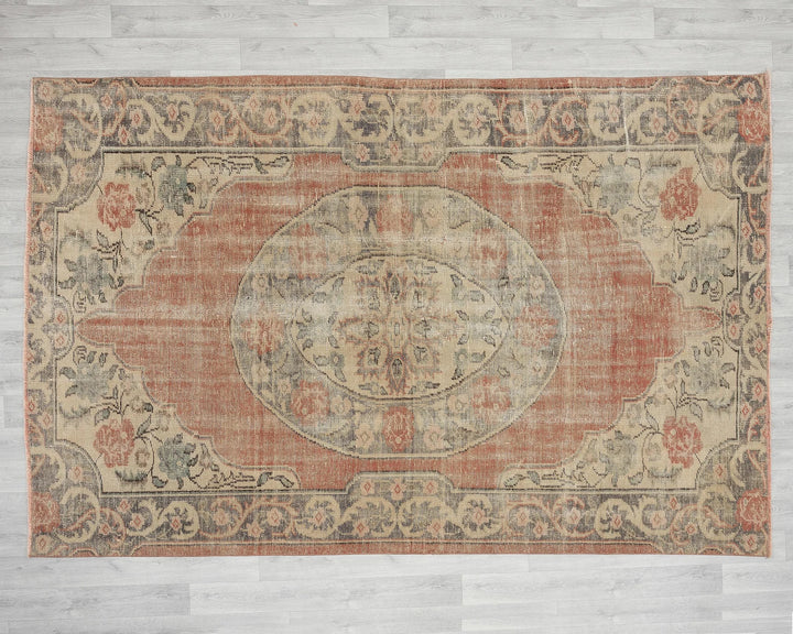Multicolor Turkish Oushak Rug 6'1" x 9'1" Hand-Knotted | No. VR75314