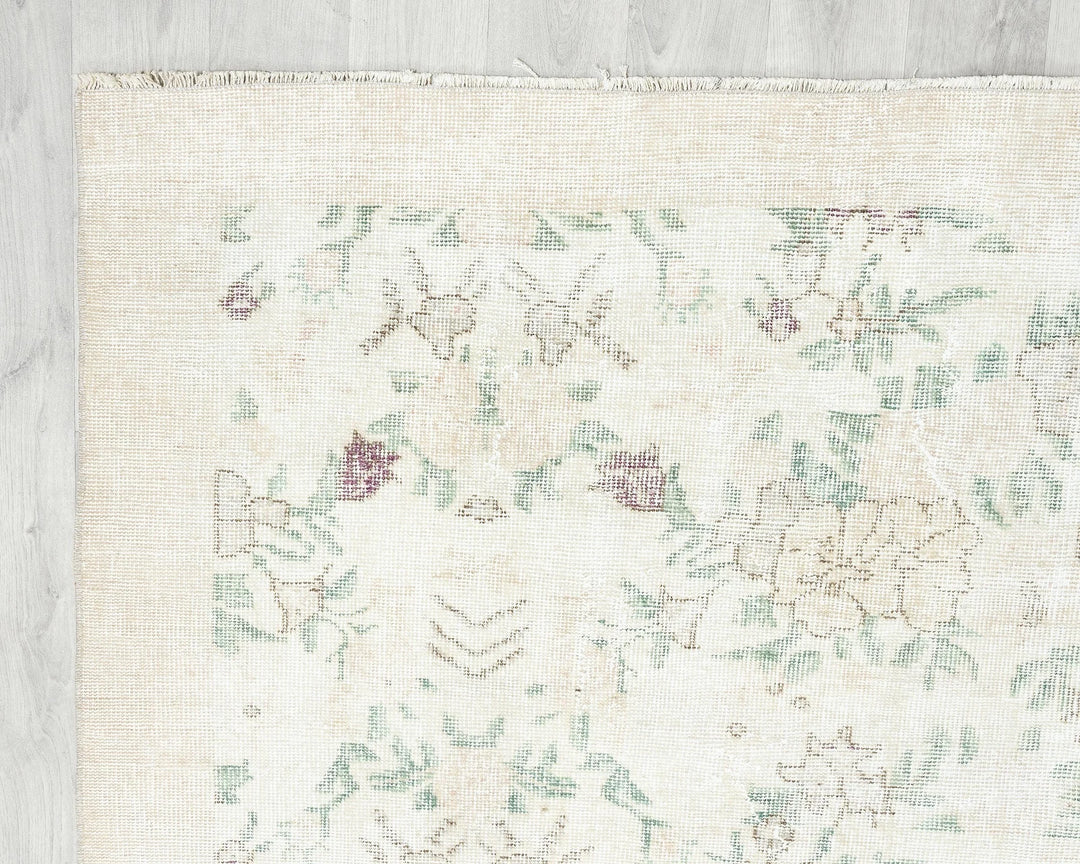 Beige Turkish Oushak Rug 6'8" x 9'7" Hand-Knotted | No. VR75359