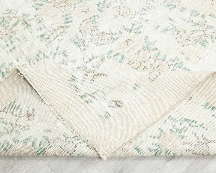 Beige Turkish Oushak Rug 6'8" x 9'7" Hand-Knotted | No. VR75359
