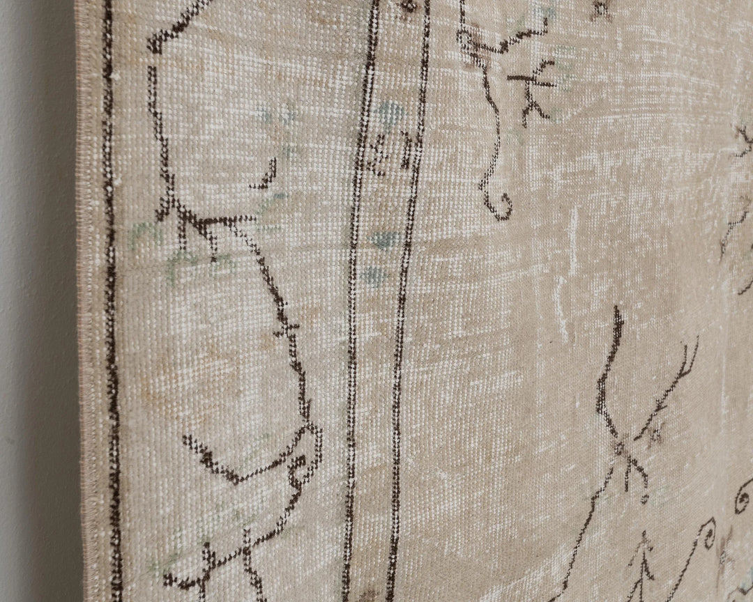 Beige Turkish Oushak Rug 6'3" x 9'8" Hand-Knotted | No. VR75650