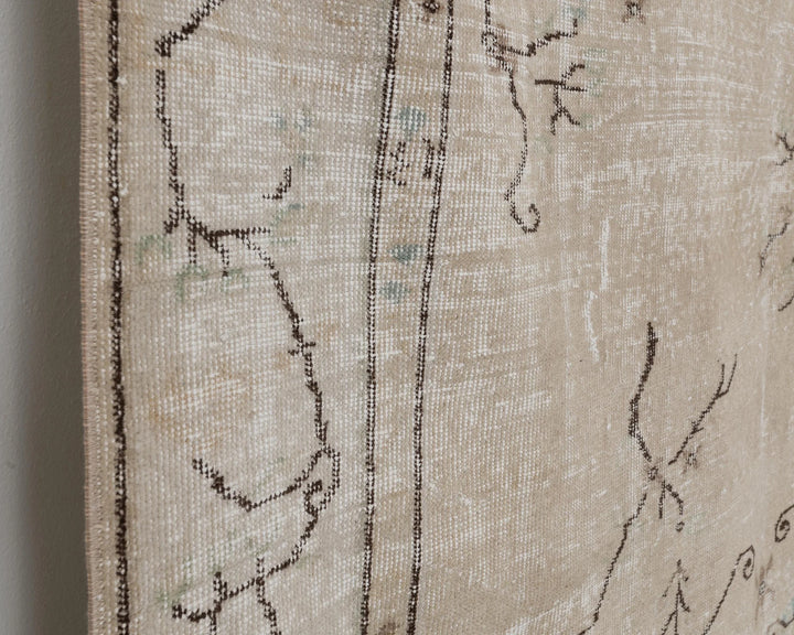 Beige Turkish Oushak Rug 6'3" x 9'8" Hand-Knotted | No. VR75650