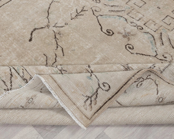 Beige Turkish Oushak Rug 6'3" x 9'8" Hand-Knotted | No. VR75650