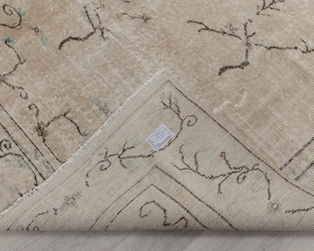 Beige Turkish Oushak Rug 6'3" x 9'8" Hand-Knotted | No. VR75650