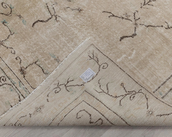 Beige Turkish Oushak Rug 6'3" x 9'8" Hand-Knotted | No. VR75650