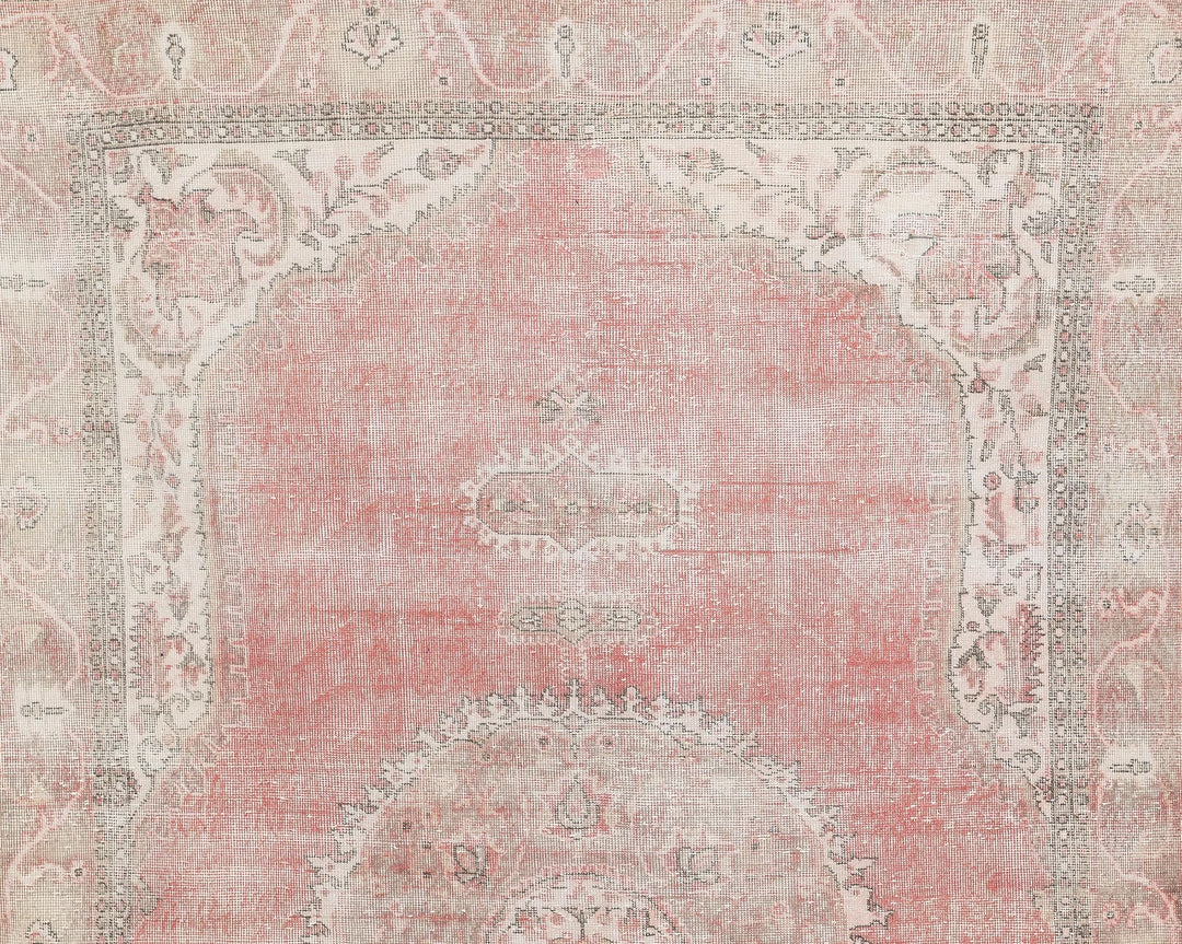 Pink Turkish Oushak Rug 6'11" x 10'10" Hand-Knotted view