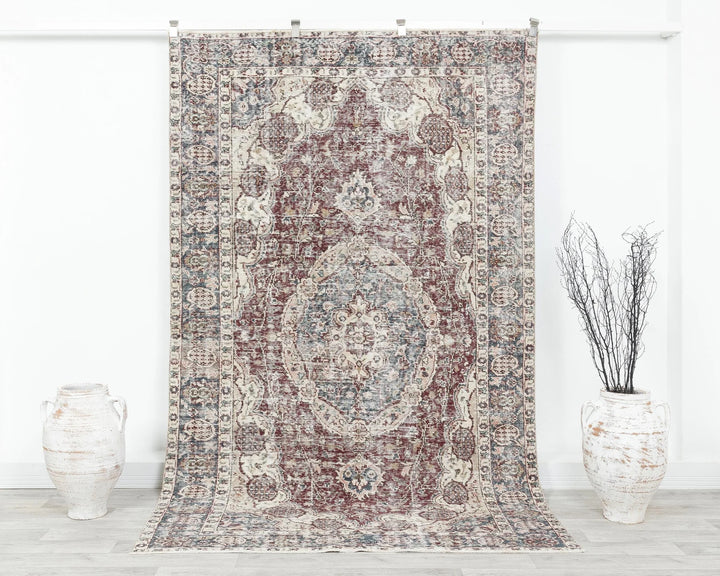 Red Turkish Oushak Rug 5' 2" x 8' 7" Hand-Knotted | No. VR75765
