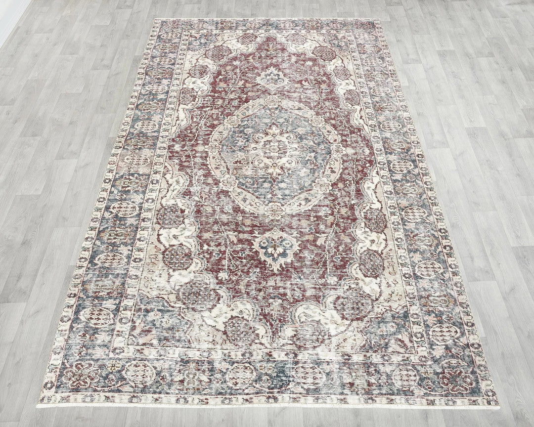 Red Turkish Oushak Rug 5' 2" x 8' 7" Hand-Knotted | No. VR75765